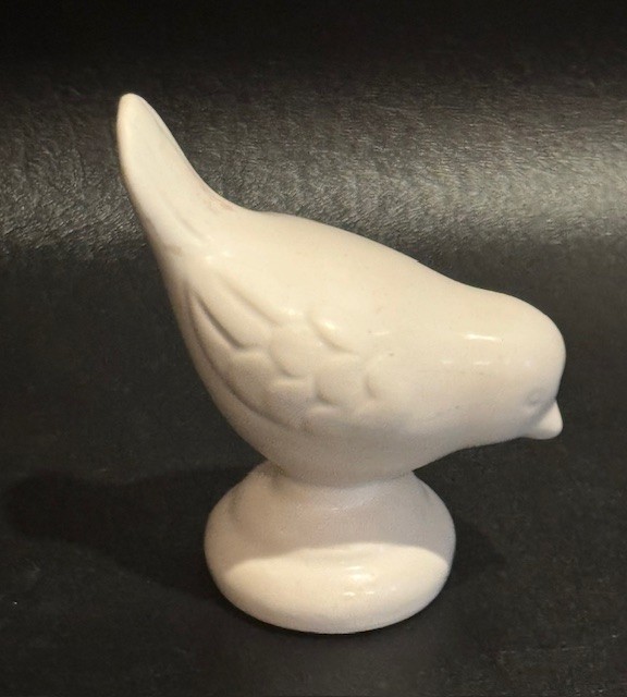 Crescent Enterprise White Ceramic Bird Figurine Pedestal Statue 3.75” Décor