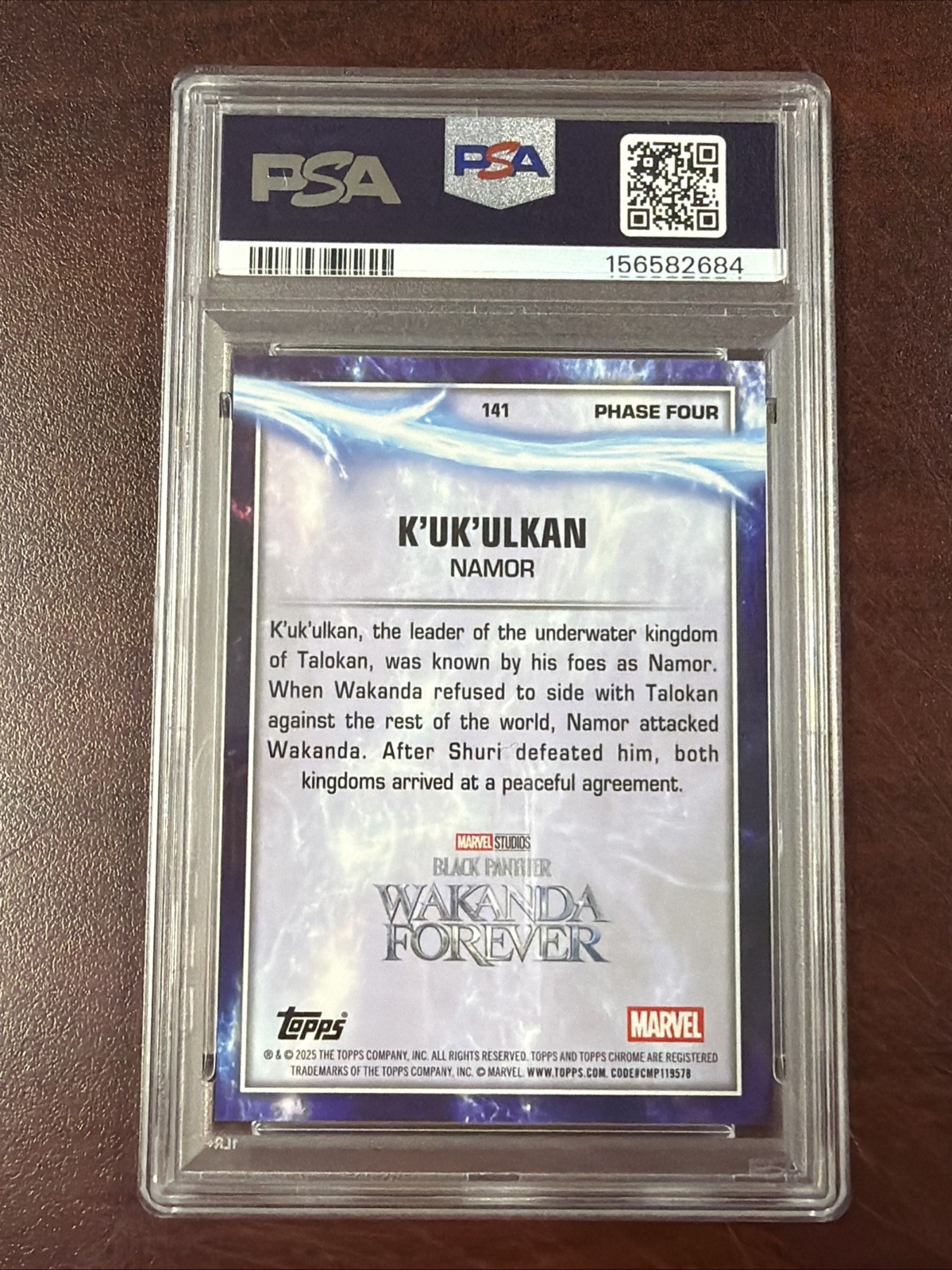 2025 Topps Marvel Studios Chrome Sapphire 141 K’uk’ulkan Namor Orange /25 PSA 10