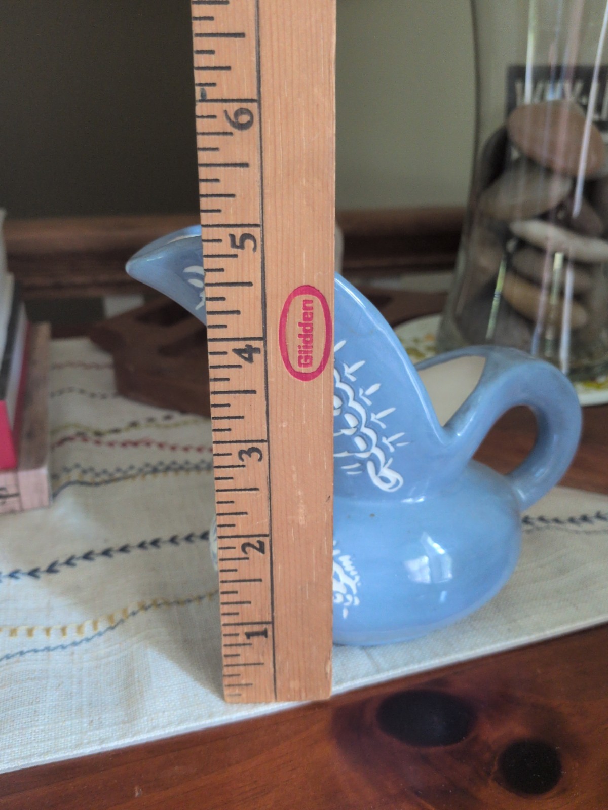 Vintage Pottery Blue Tulip Ceramic Creamer