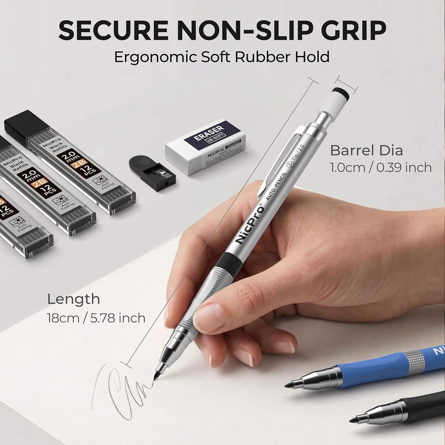 11 Pieces 2mm Mechanical Pencil Set, 3 PCS Carpenter Drafting Pencil 2.0 mm f…