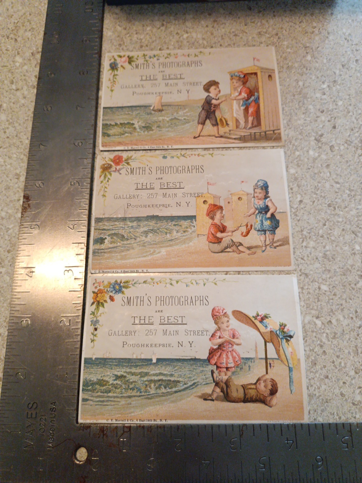 Beach Scene. Smith’s Photographs Poughkeepsie New York. Set Of 3 (P17)