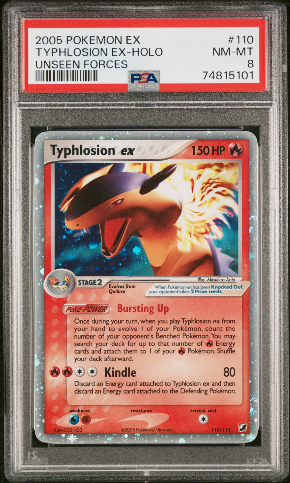 PSA 8 Typhlosion EX Holo 110/115 Unseen Forces Pokemon