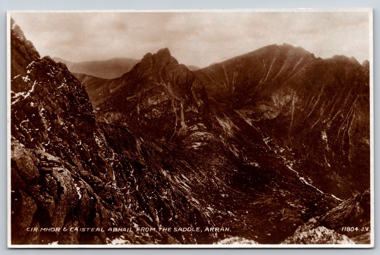 Postcard RPPC Cir Mhor & Caisteal Abhail from Saddle Arran Scotland Valentine’s