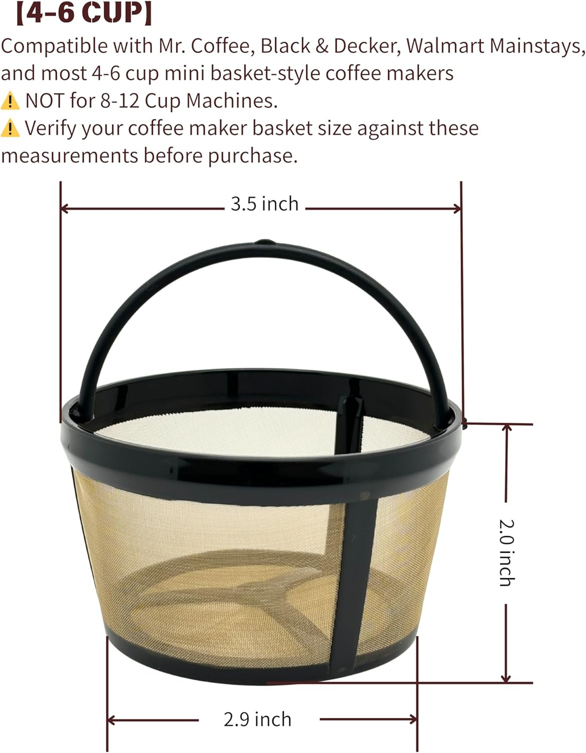 Reusable Coffee Filters, 4 Count, for Coffee Maker and Filter Basket Replacement