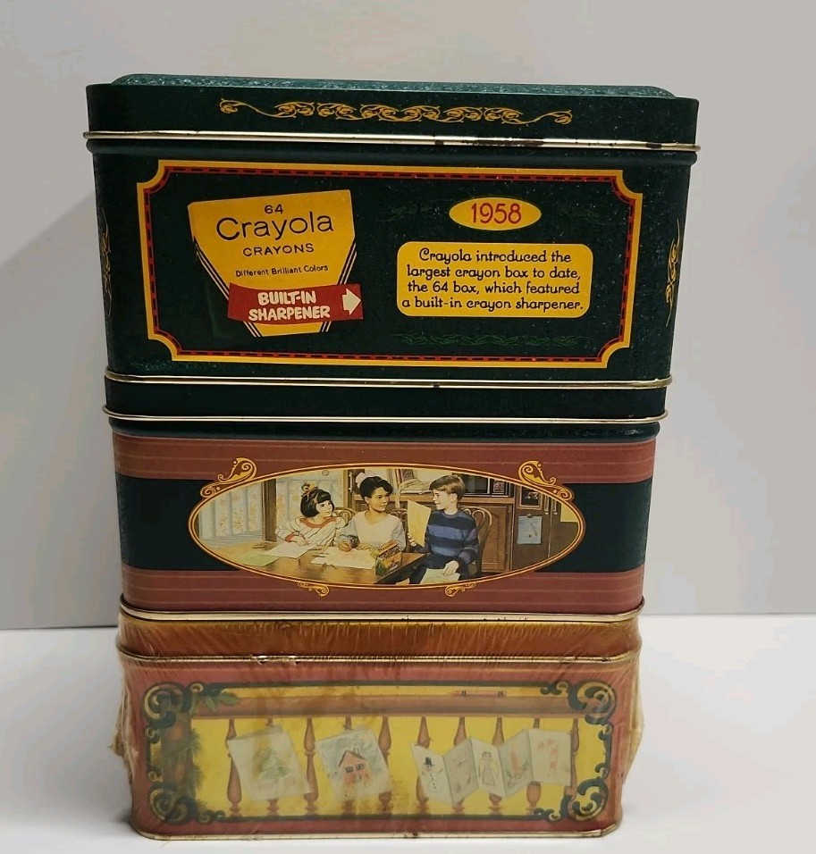 Crayola Crayons Vintage Tins & Crayons – Lot of 4 Collectors Edition Tins & More