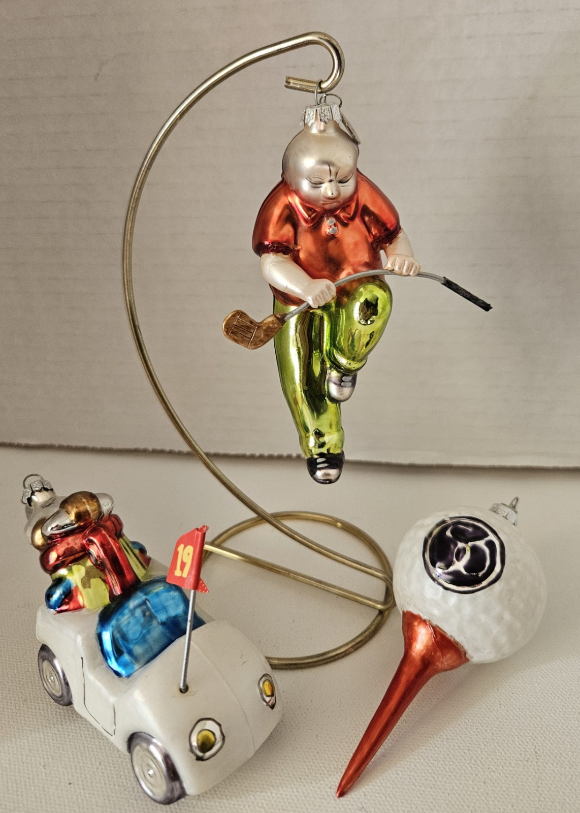 Dept 56 Christmas Glass Ornament (3) Retirement Golf Sports