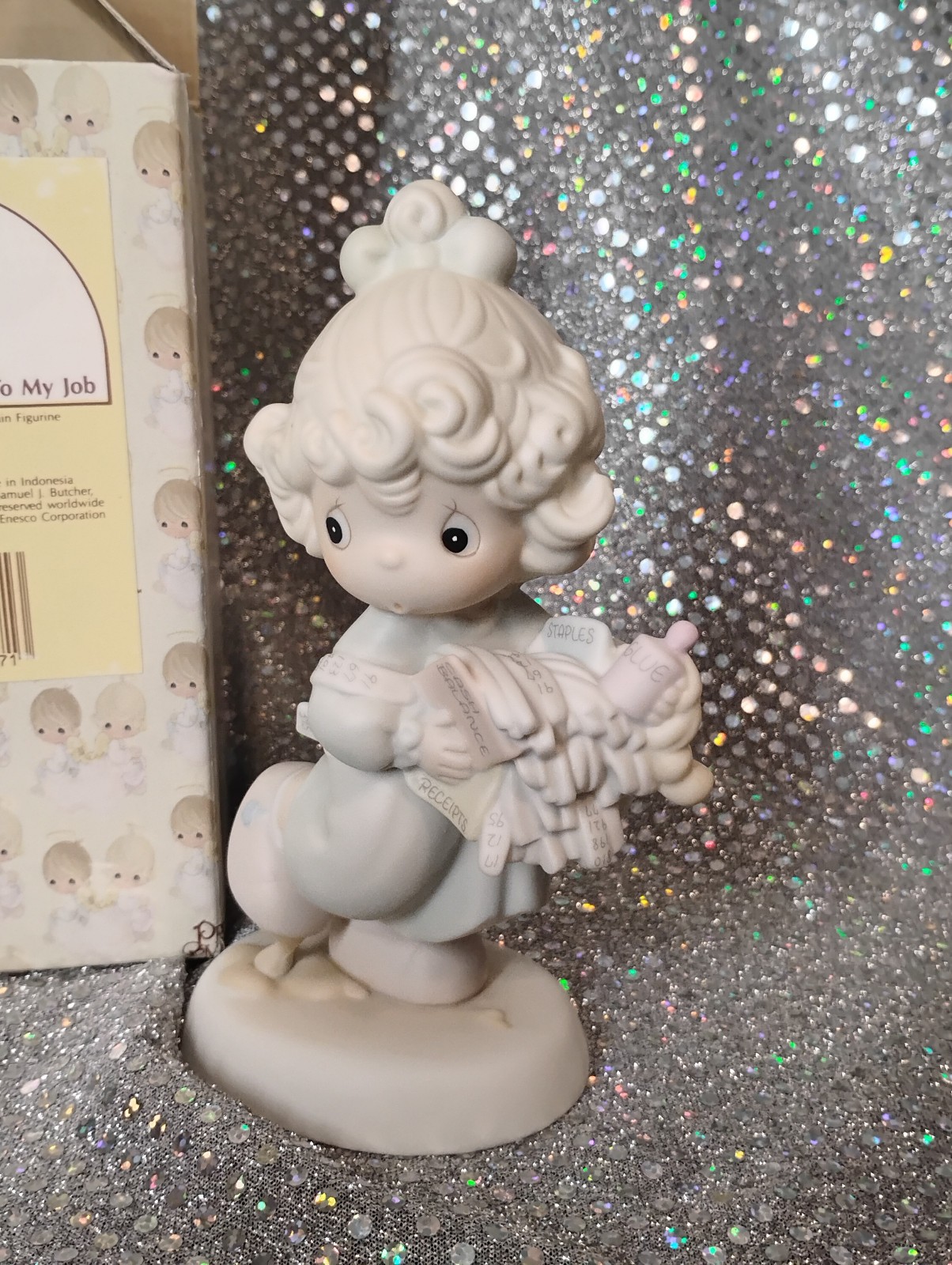 Precious Moments 521450 Lord Help Me Stick To My Job Girl Porcelain Figurine