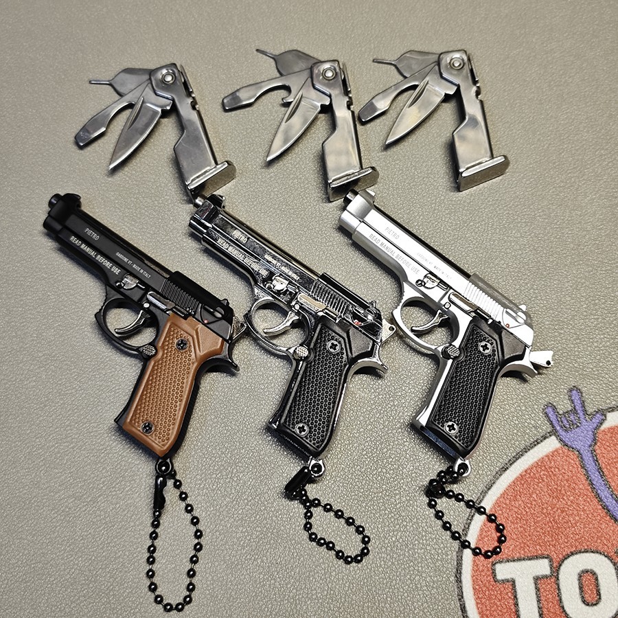 Mini Gun Keychain, 1:3 Scale Beretta 92f Keychain EDC Knife Man Gift