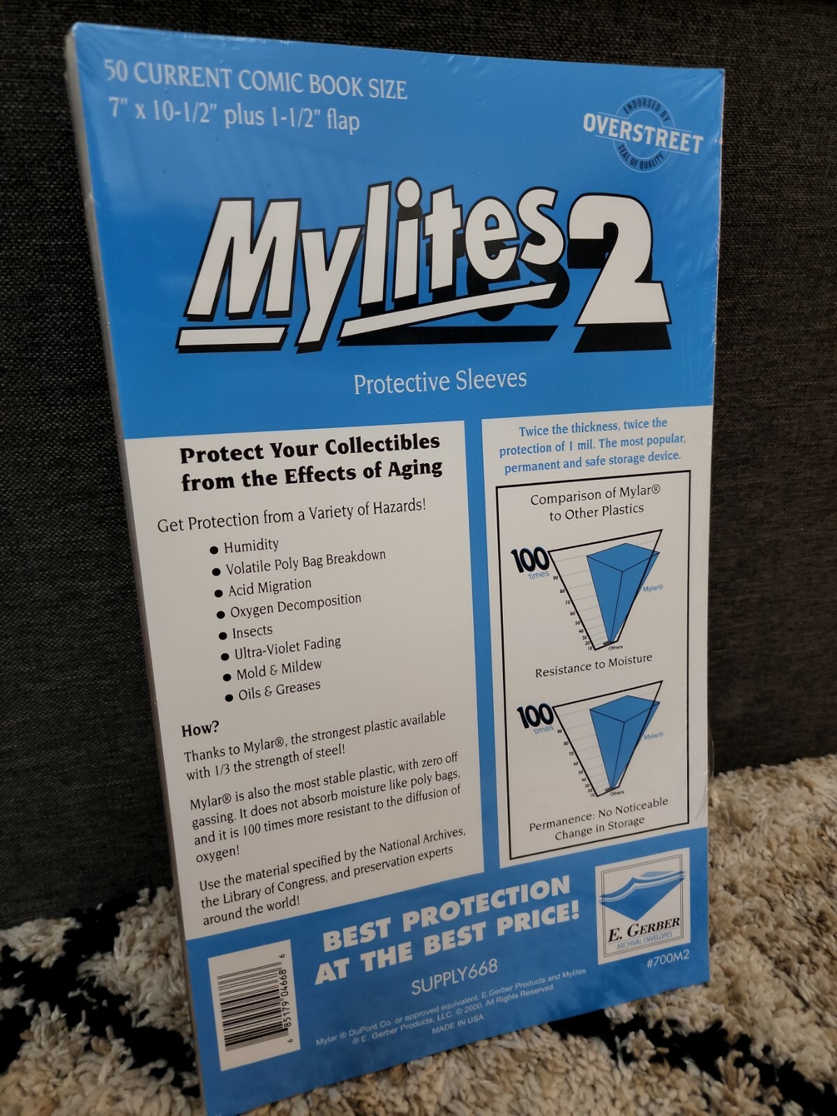 E Gerber Mylites 2 (Qty 50) – Mylar Comic Bags CURRENT Size (7″ x 10½”) 700M2