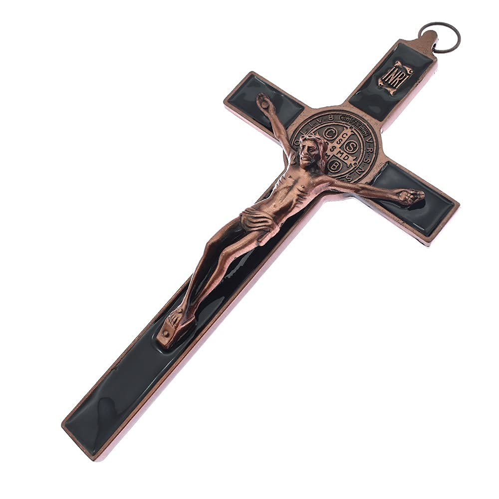 MTYIQS 19.5×9.5cm Crucifix Wall Cross 7.7″L x 3.7″W, Red copper+Black