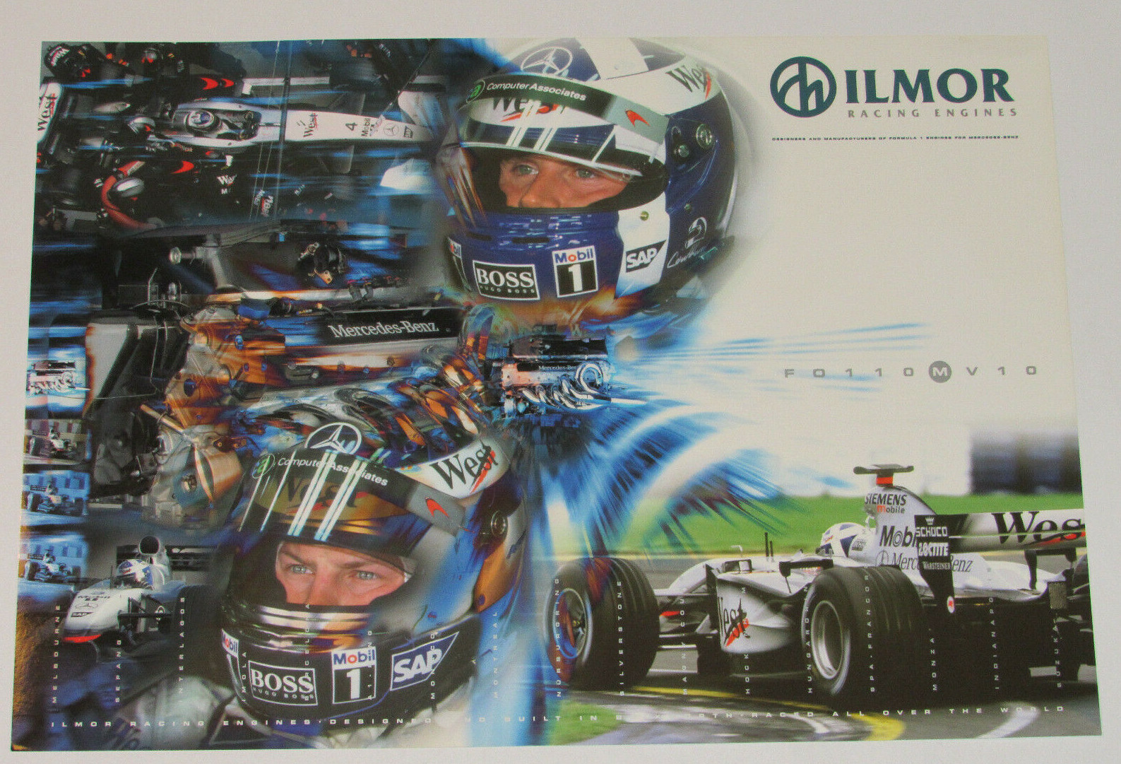 VTG MID-1990s ILMOR RACING ENGINES ADVERTISING POSTER! 16×11″ MERCEDES FORMULA 1