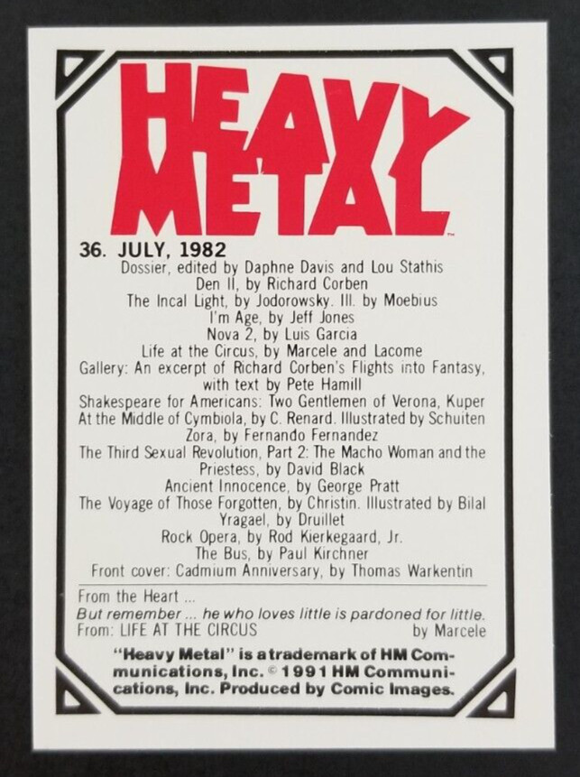 Heavy Metal 1991 Fantasy Horror Sci-Fi Comic Images Card #36 (NM)