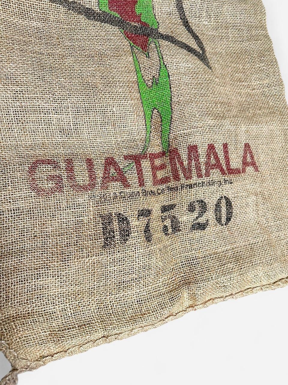 DUNN BROS Coffee Gunny Sack Burlap Bag GUATEMALA Green Bird 18” x 30”