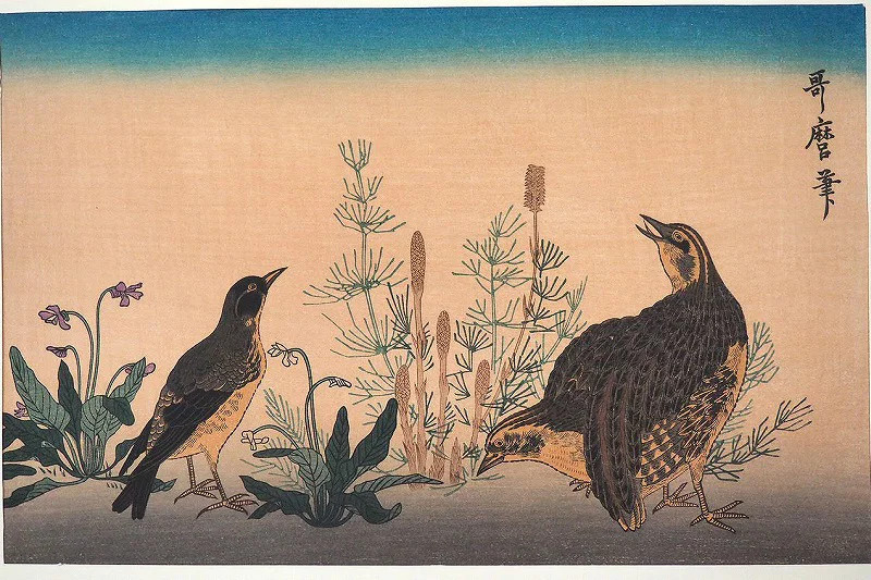 Hiroshige Ando Quail Ukiyo-e Woodblock Print Japan 48cm (18.9in)