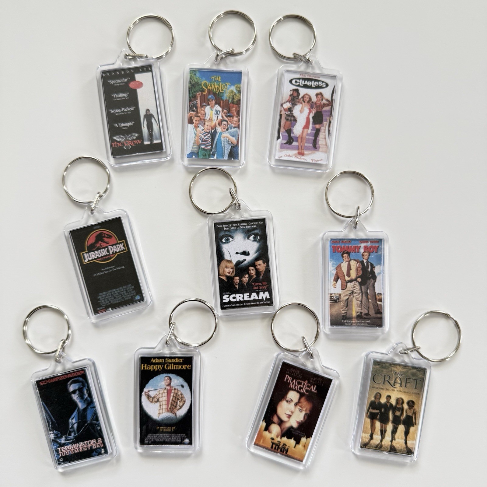 Retro 90’s Movies Mini VHS Inspired Keychains Collectibles Gifts