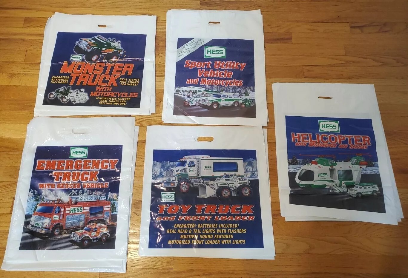 Hess Plastic Truck Toy Bags 5 PCS – Various Vehicles Years – BAGS ONLY