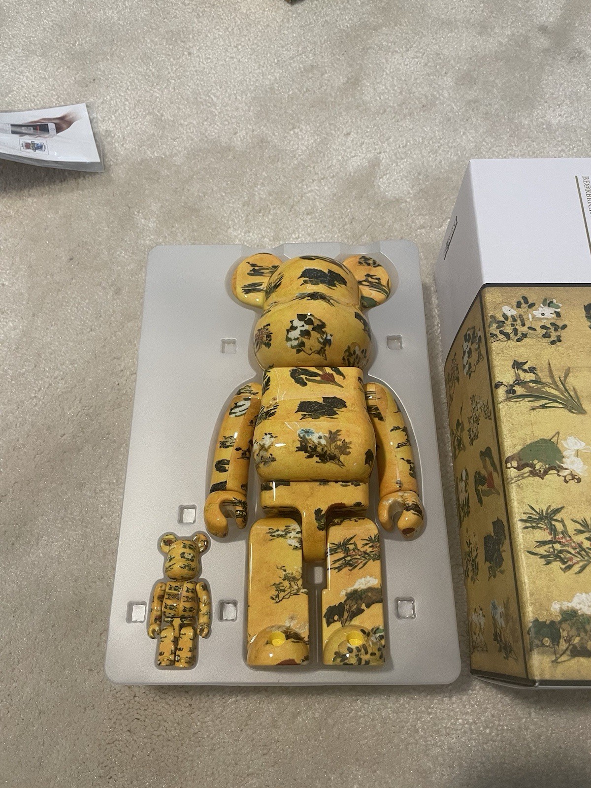 Medicom Toy Bearbrick Ito Jakuchu Hundred Flowers 100% 400% Yellow Floral