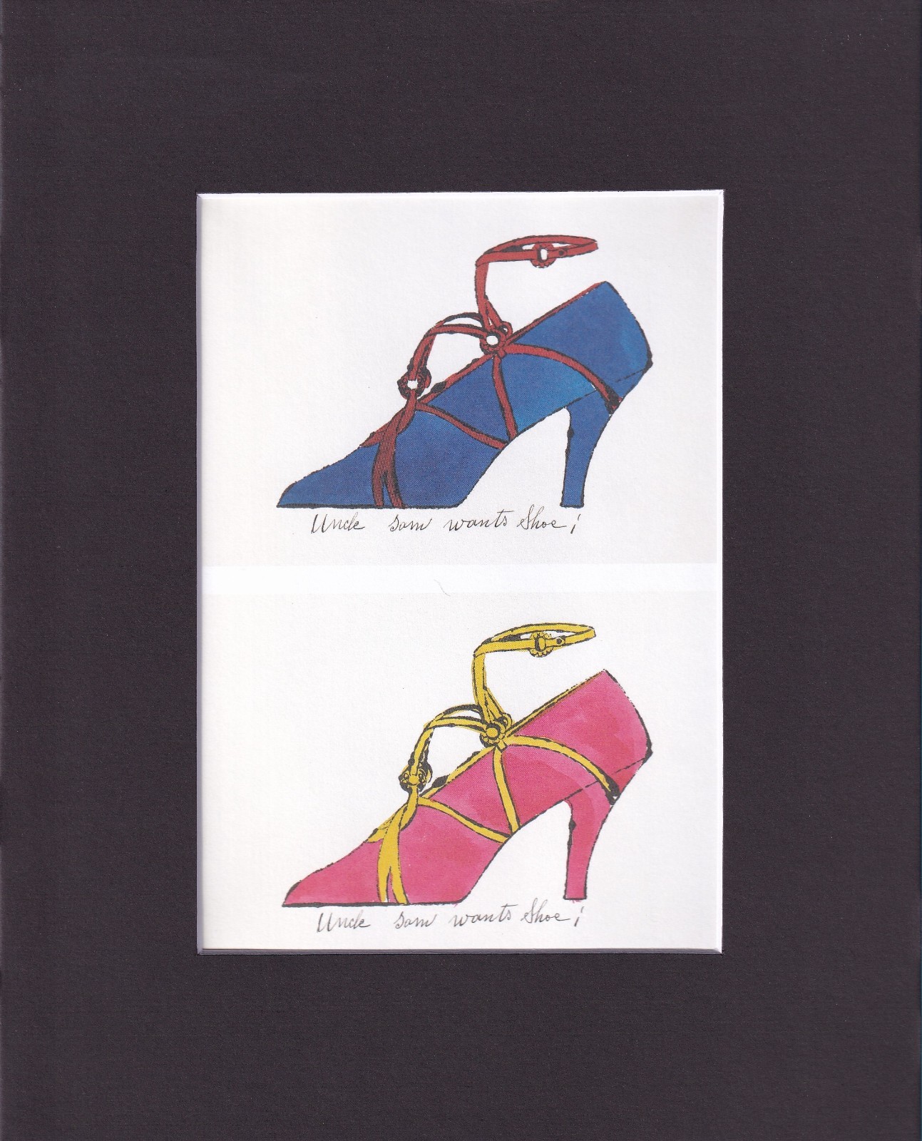 8X10 Matted Print Art Picture, Andy Warhol, Fashion: High Heel Pumps Shoes