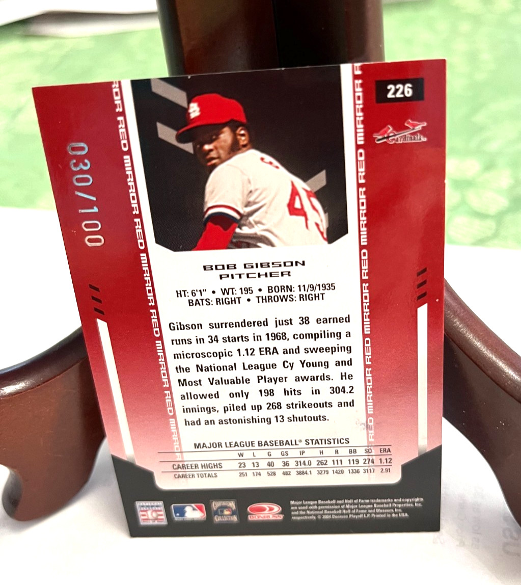 2004 Leaf Certified Materials Mirror Red #226 BOB GIBSON Cards AUTO /100