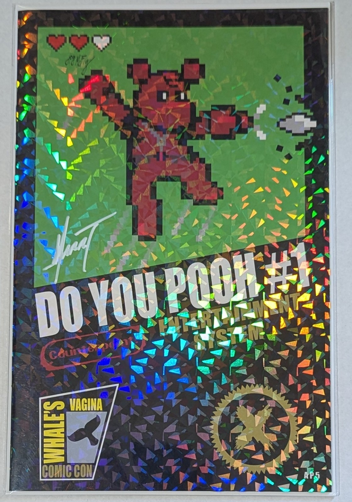 Do You Pooh Mega Man 8-Bit Crystal Fleck Foil (AP5) Signed Marat Mychaels COA