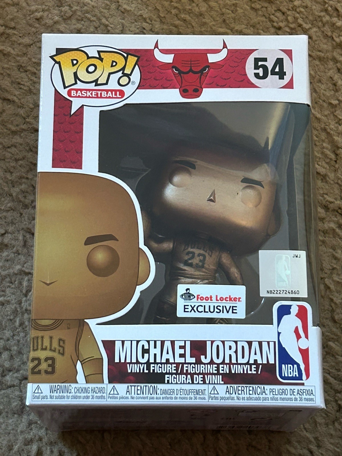 MICHAEL JORDAN BRONZE FUNKO POP 54 FOOT LOCKER EXCLUSIVE MINOR BOX WEAR UNOPENED