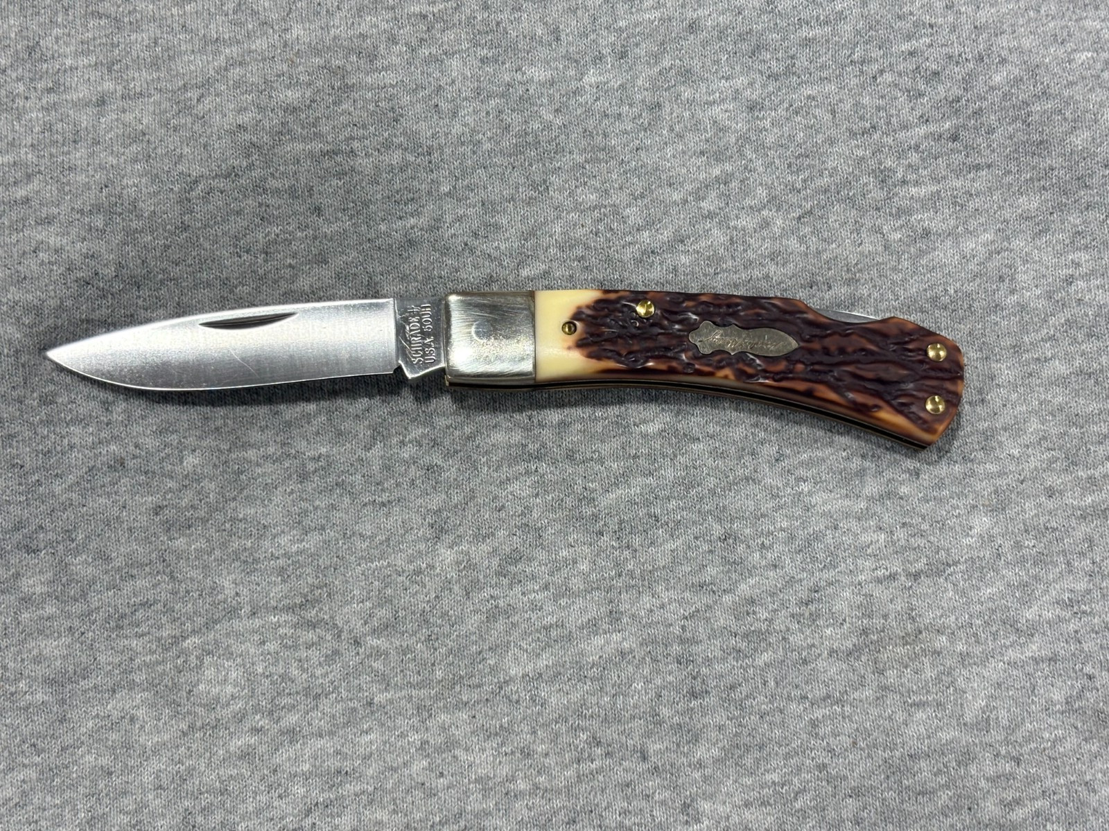 Rare Vintage Schrade t USA 50UH Lockback NIB Soft Sheath in a 5UH box