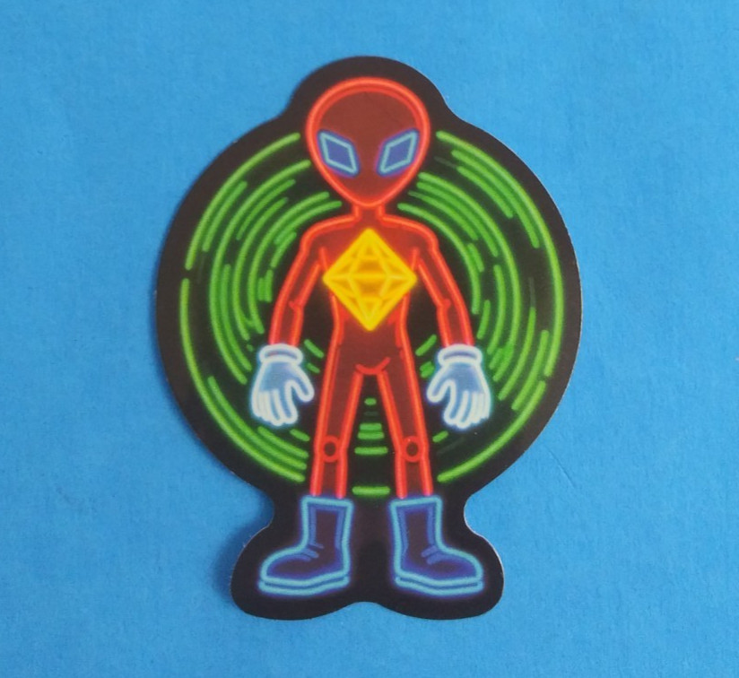 Orange Alien With Yellow Diamond Neon Sticker 2.18″ x 1.78″ (AR)