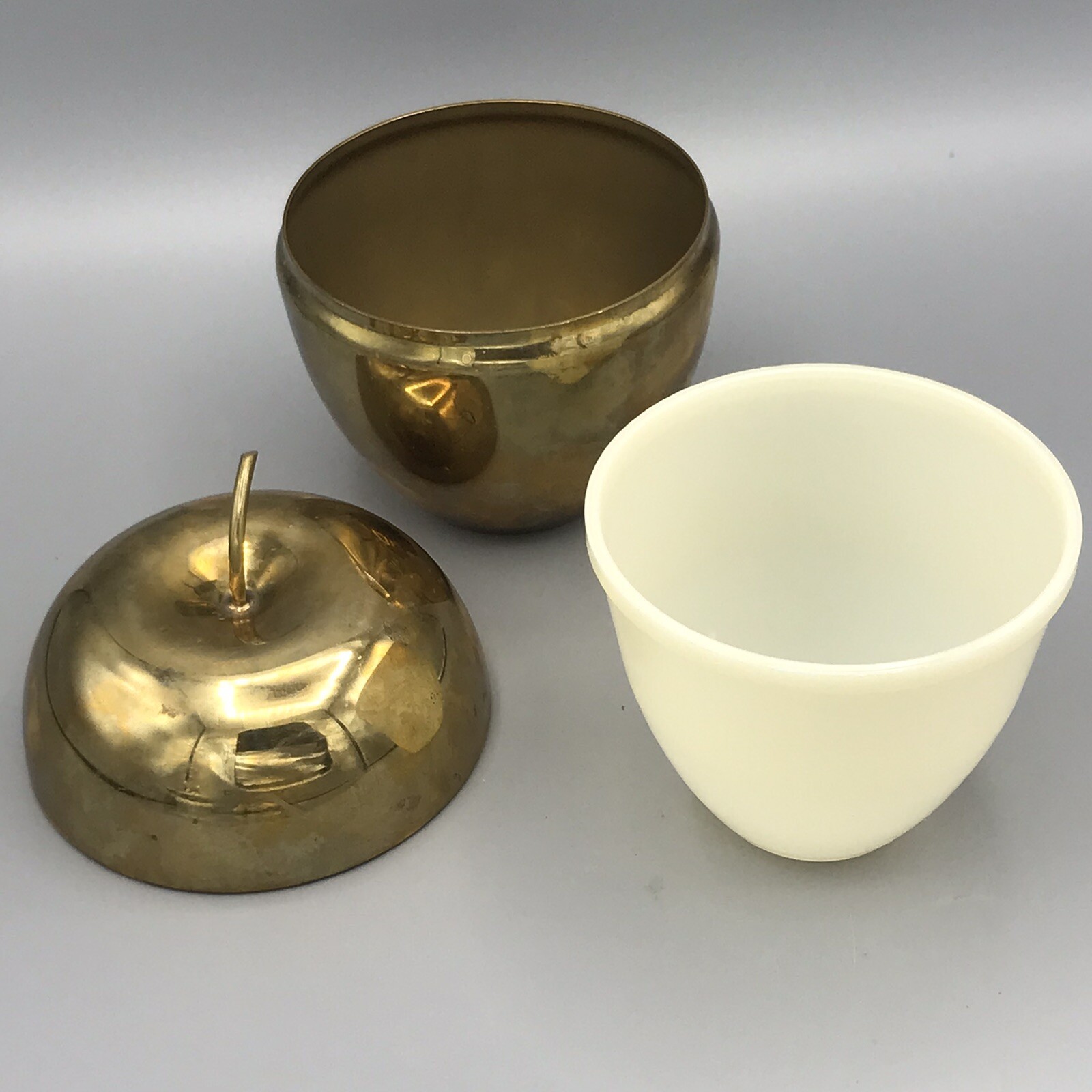 Vtg Brass Apple Tea Caddy Spice Box Candy Jar Bellini Brazil MCM Decor RARE 5″