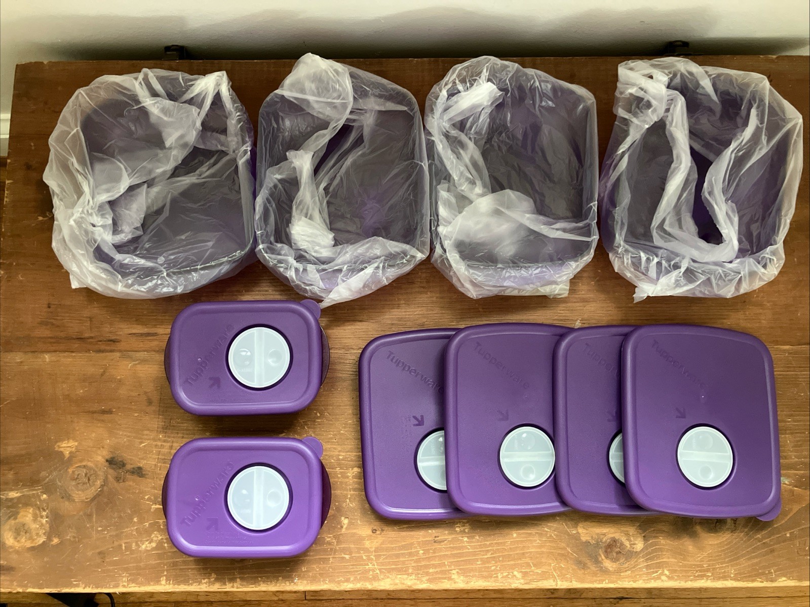 Tupperware Rock ‘N Serve Purple Microwavable 6 Containers 6 Lids 2 1/2 Cup 1 Cup