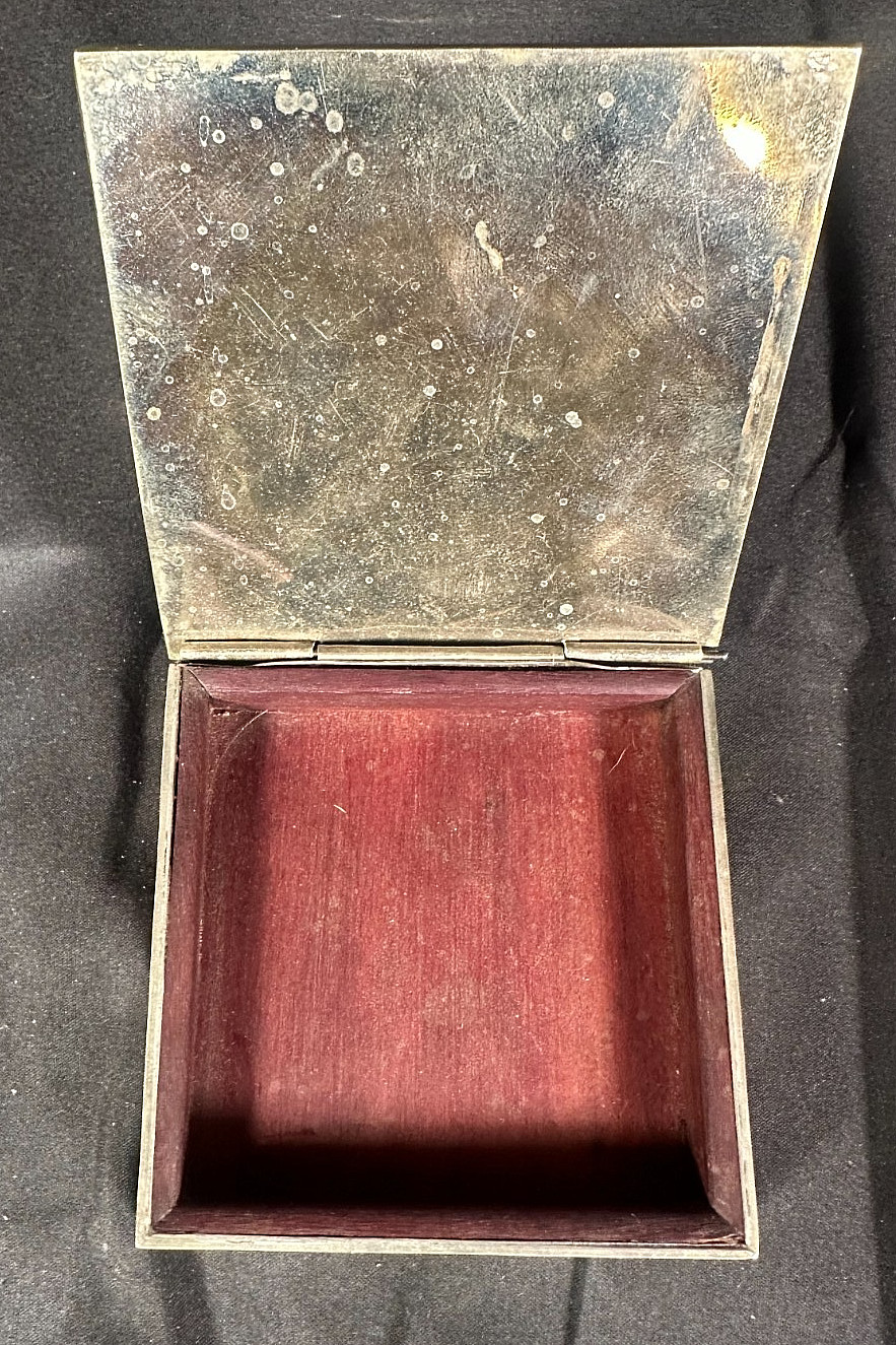 Vintage Mexican Abalone Shell Mosaic Trinket Box Hecho En Mexico Wood Lined 3.5″