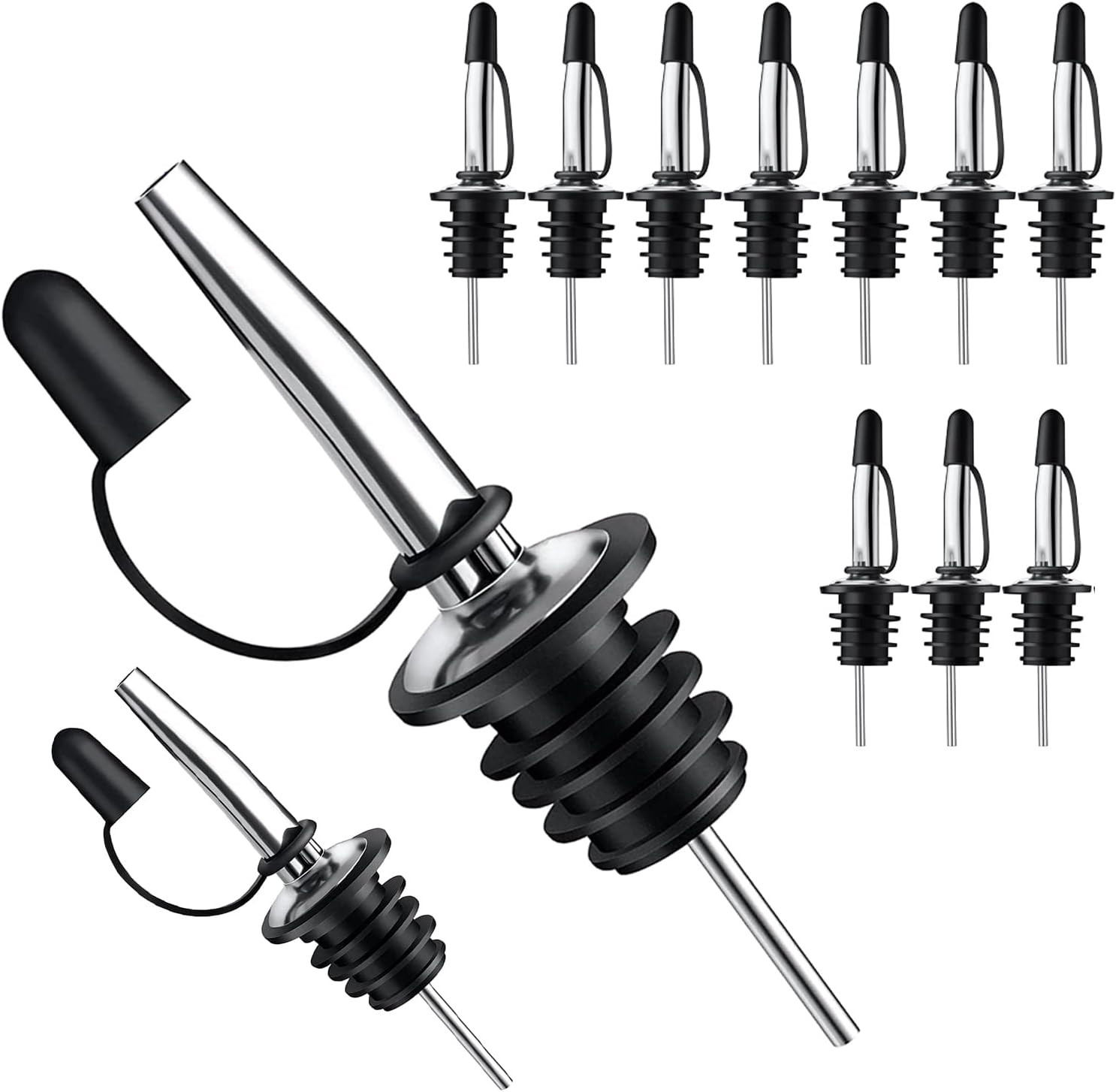 12 Pack Liquor Pour Spout with Dust Caps – Bottle Pourers for Alcohol, Olive Oil