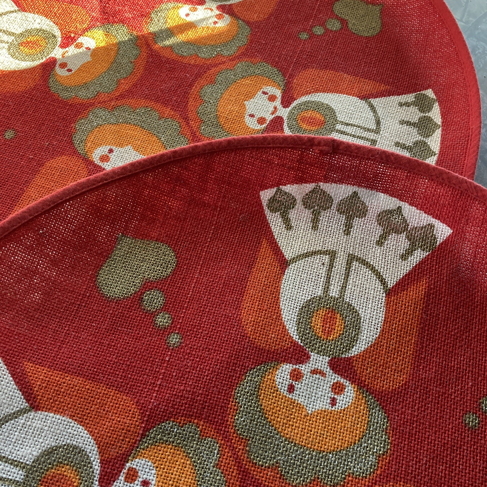 MCM Sodahl Denmark Round Christmas Table Centerpiece Angels Red Orange Jute 42cm
