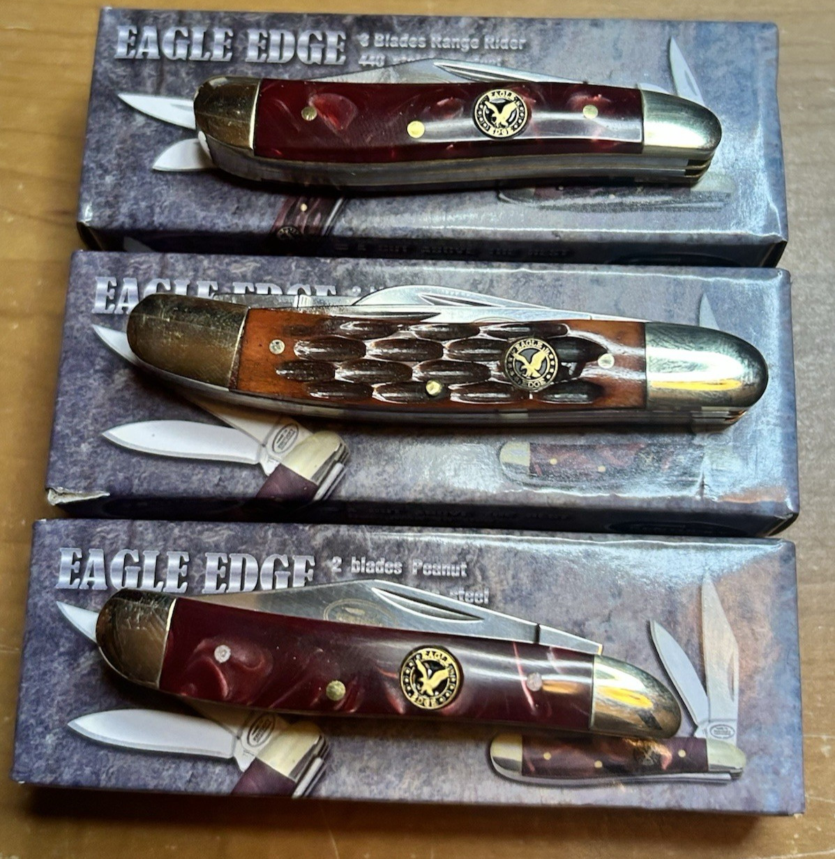 Lot of 3 Kentucky cutlery Eagle Edge Pocket knife