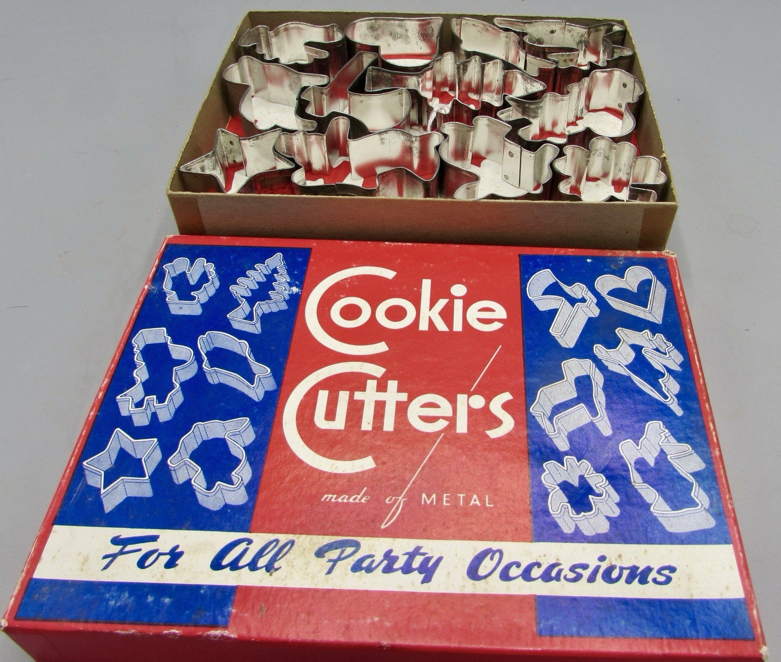 Vintage Set Metal Cookie Cutters Original Boxes Set Christmas Tree or Cross