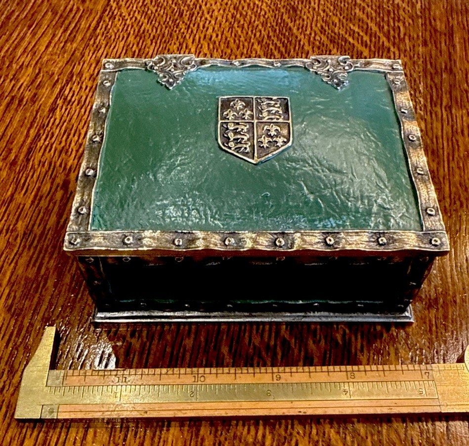Antique Tiffany Studios Heraldic Cigar Box#2048 w/Original Fitted Cedar Interior