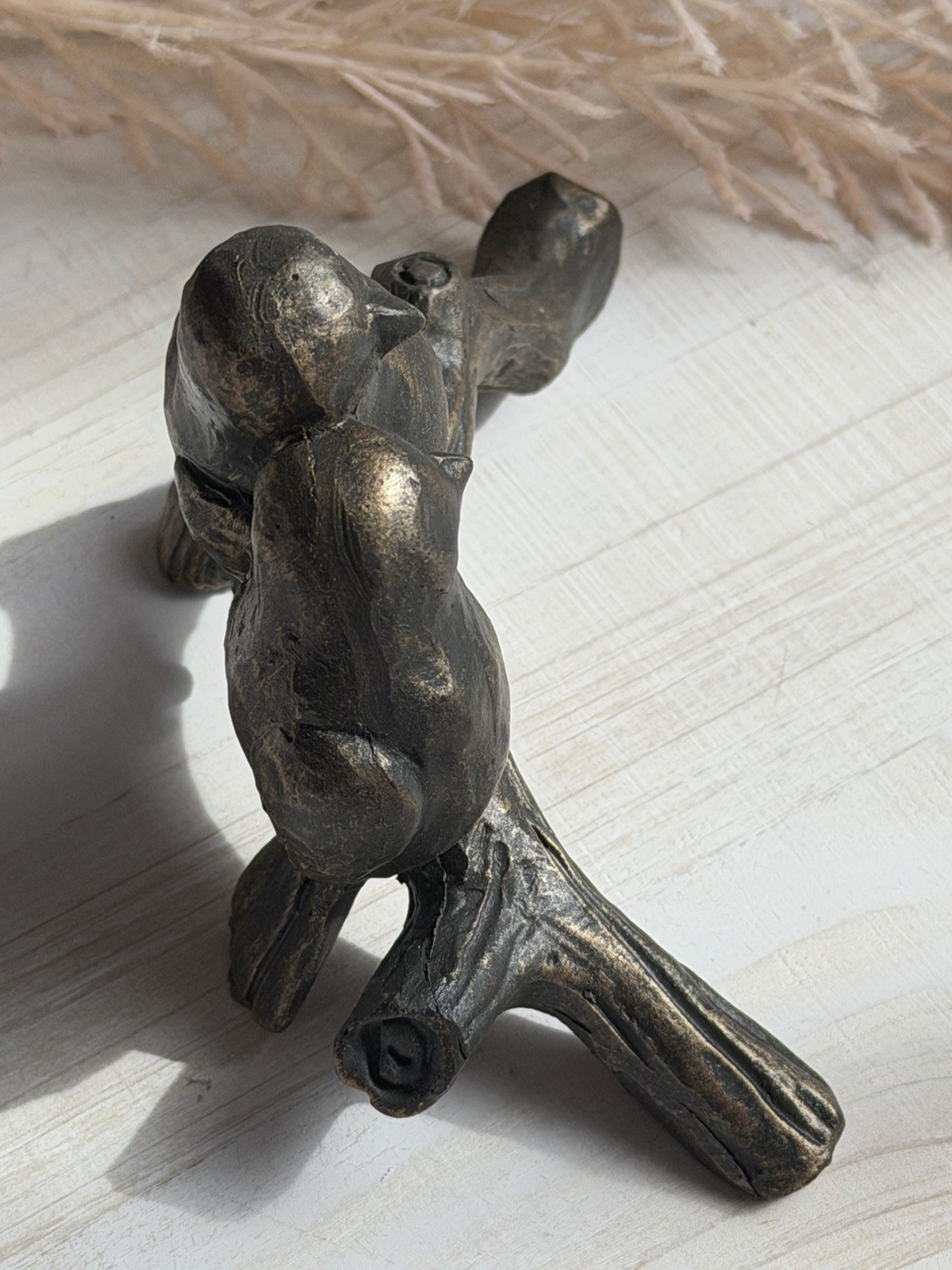 VTG Rustic Love Birds On A Branch Figurine Sculpture Bird Decor Wedding Gift