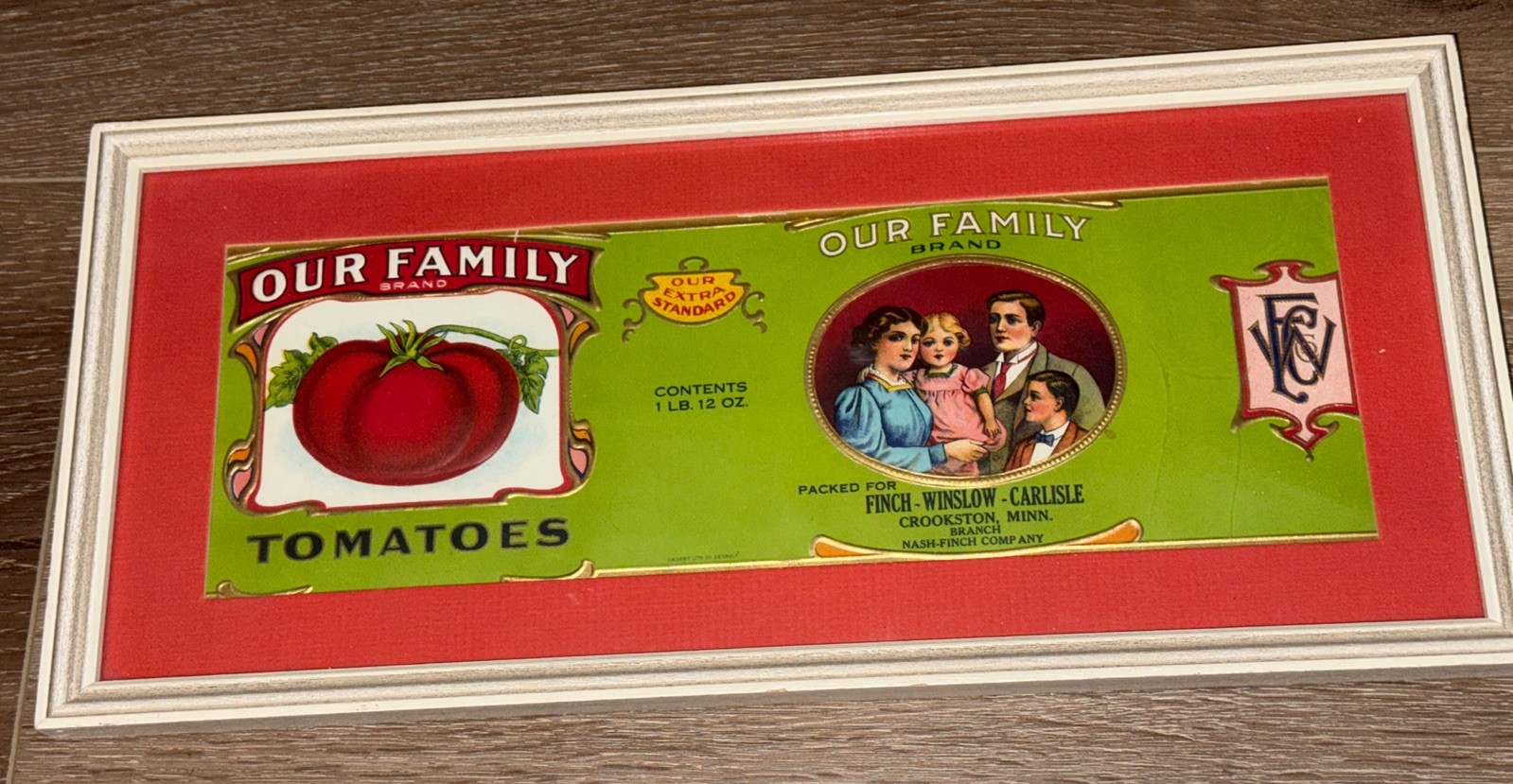 Antique Our Family Tomatoes Original Label Framed Minnesota 14.5”x 6.5”