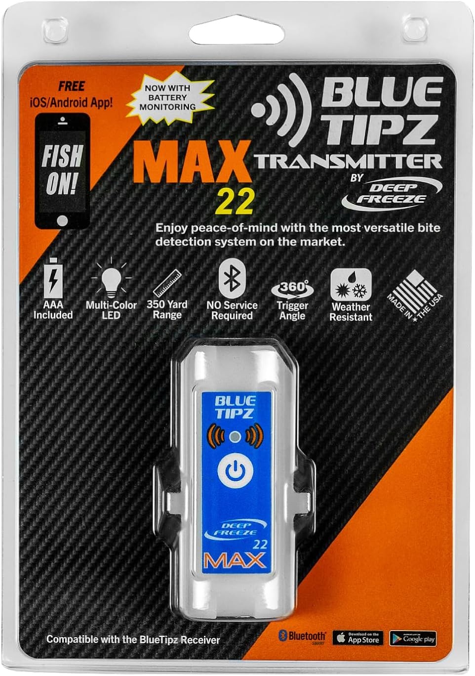 Deep Freeze Blue Tipz Ice Fishing Tip-Up Bite Alarm with Bluetooth App