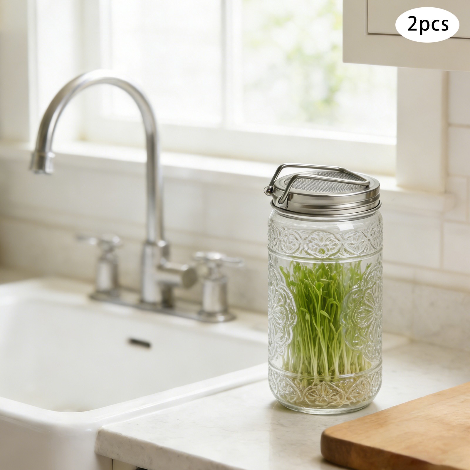 2 Pcs Stainless Steel Sprouting Lids for 3.39-Inch Mason Jars