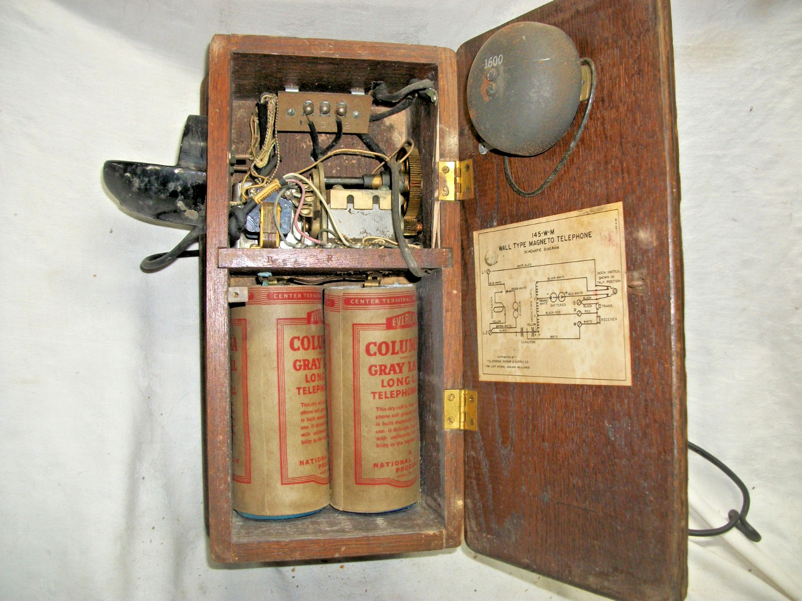Railroad wood wall phone with handset