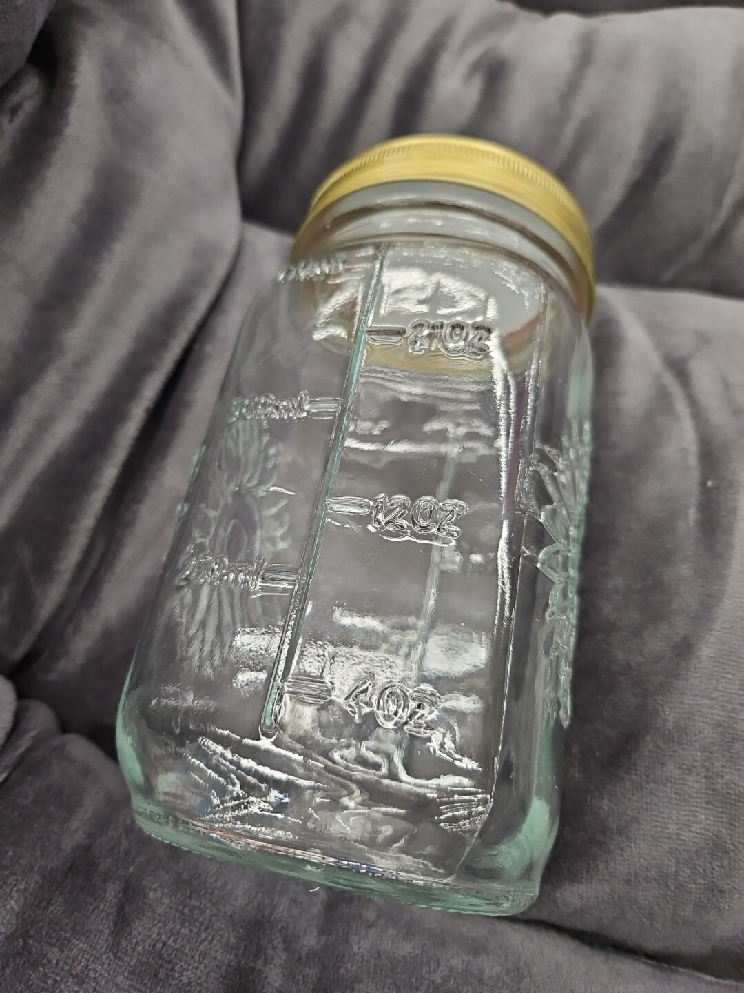 Sunflower design Quart Square Glass Mason Canning Jar ~ 750 ml ~ BEAUTIFUL!!!