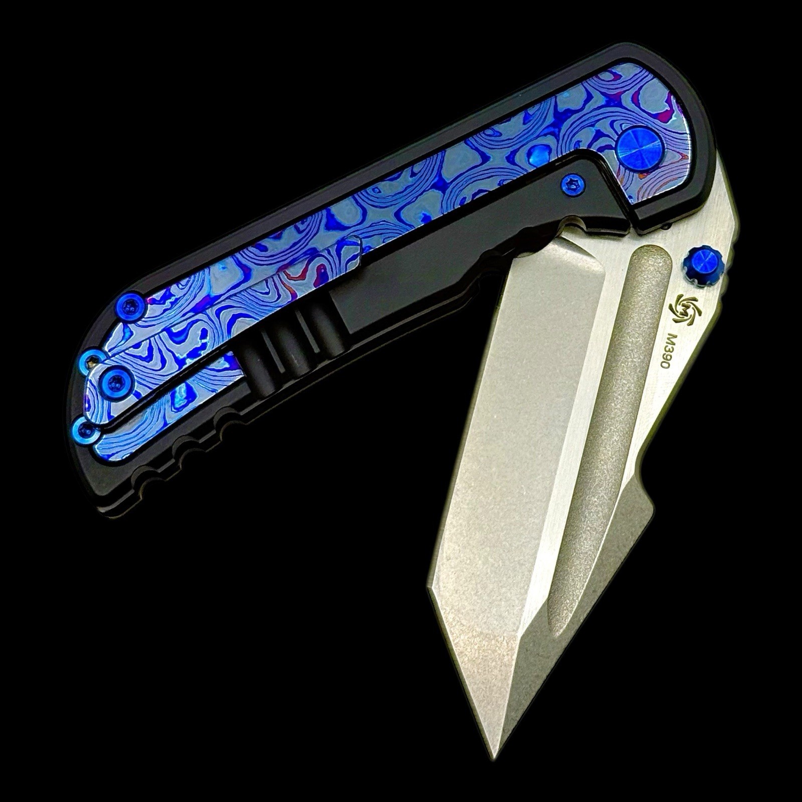 Alphahunter & Mechforce Apocalypse TA Edition Folder Knive, M390 Black Timascus