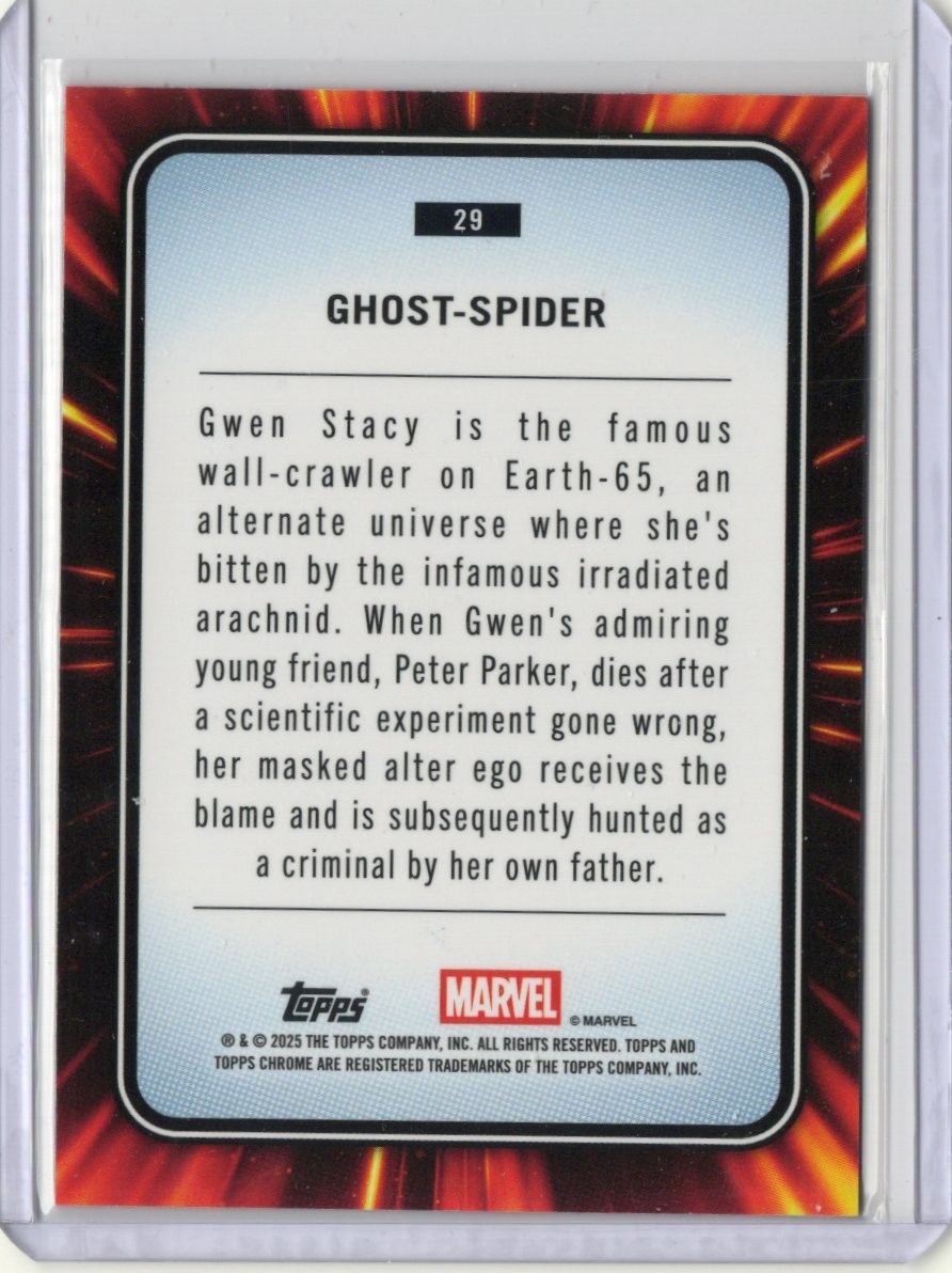 2025 Topps Chrome Marvel Sapphire – Ghost-Spider Orange Sapphire 11/25