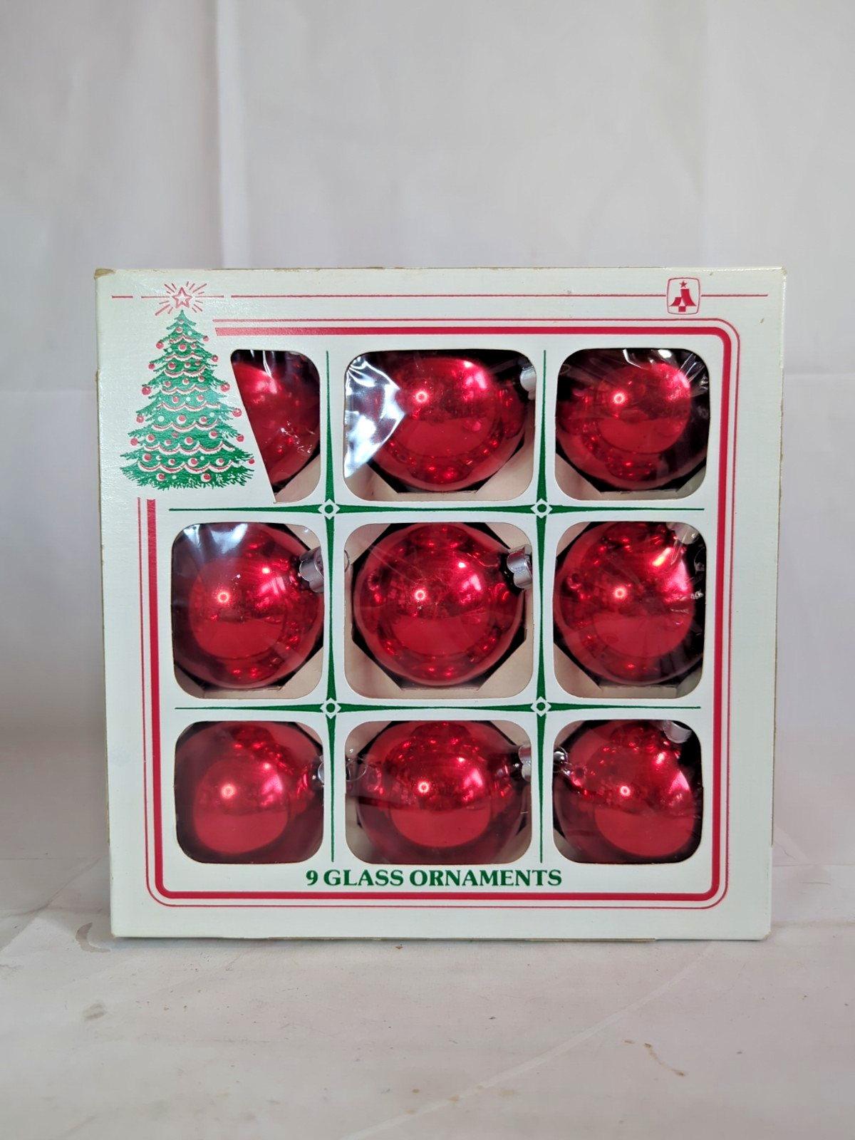 Set Of 9 Vintage Essex Franke Company Glass Ornaments 2.25” Red USA 632A