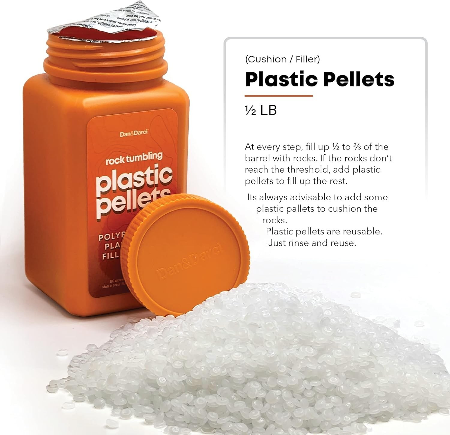 Rock Tumbler Grit Refill Kit – 3.5 Pounds Grits Media + Poly Plastic Pellets …