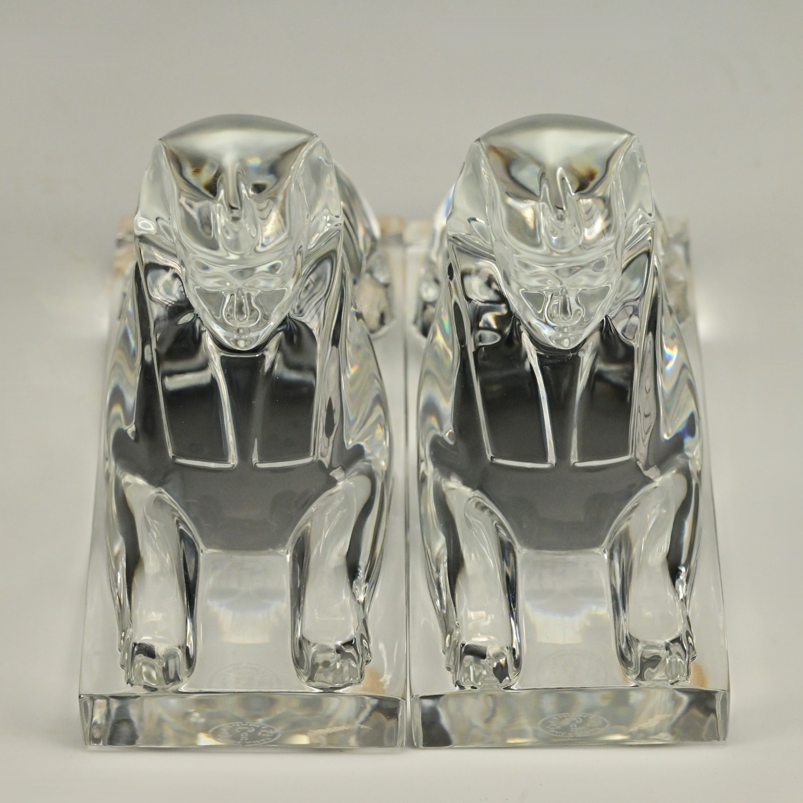 BACCARAT Original Vintage Signed Crystal Glass Sphinx Sculpture Figurine Statues