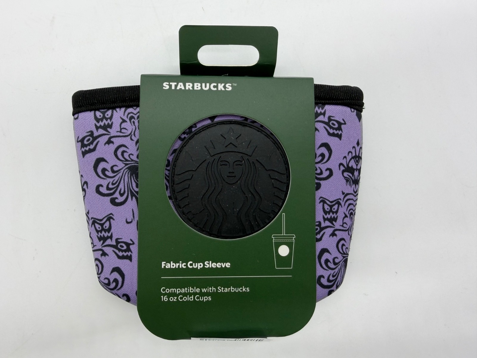 Disney Parks Starbucks Haunted Mansion Fabric 16 Oz. Cold Cup Sleeve 2026 WDW