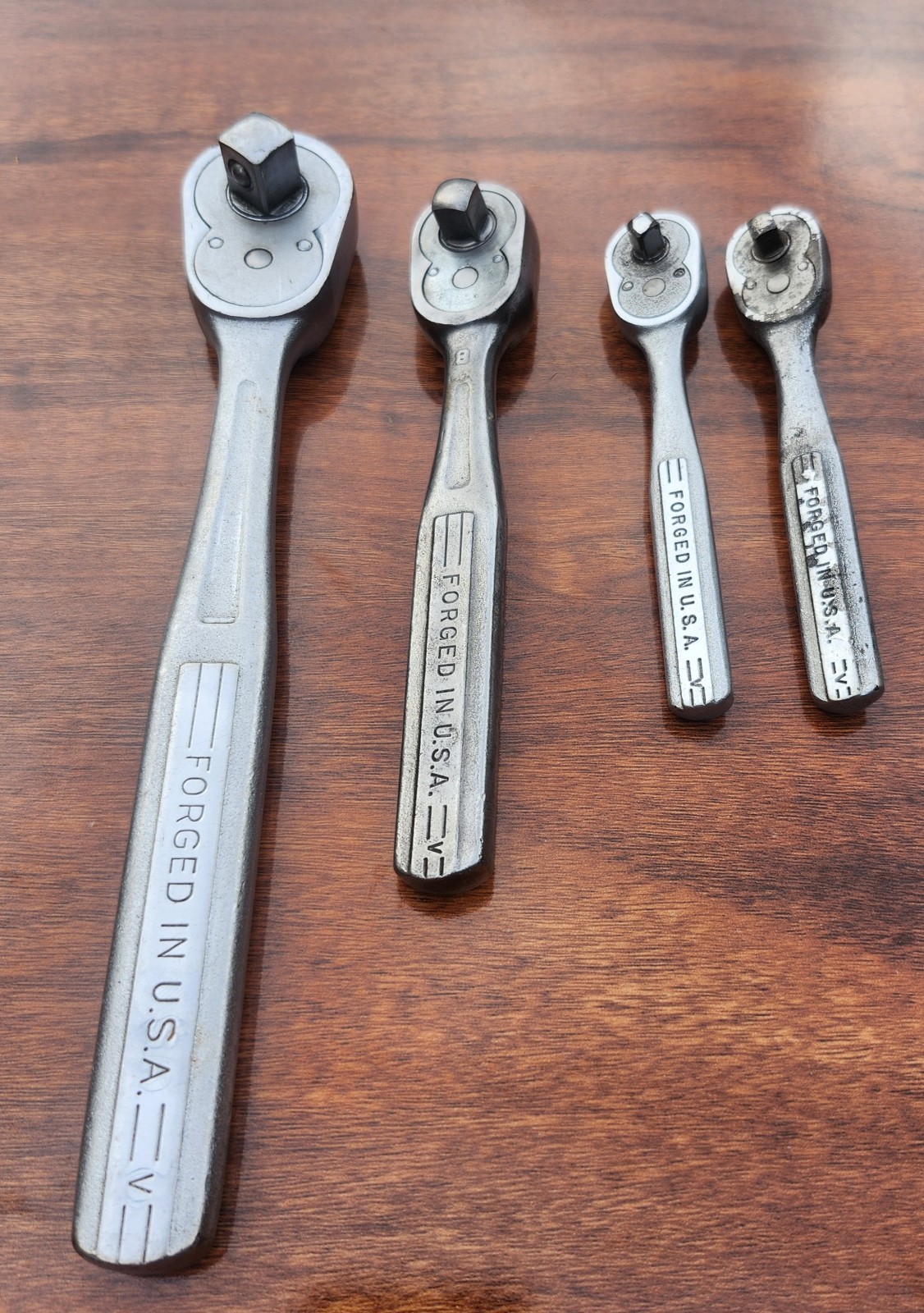 4 VINTAGE CRAFTSMAN PEAR HEAD RATCHETS 1/2″ 3/8″ 1/4″ =V= Ser Used/Parts? USA
