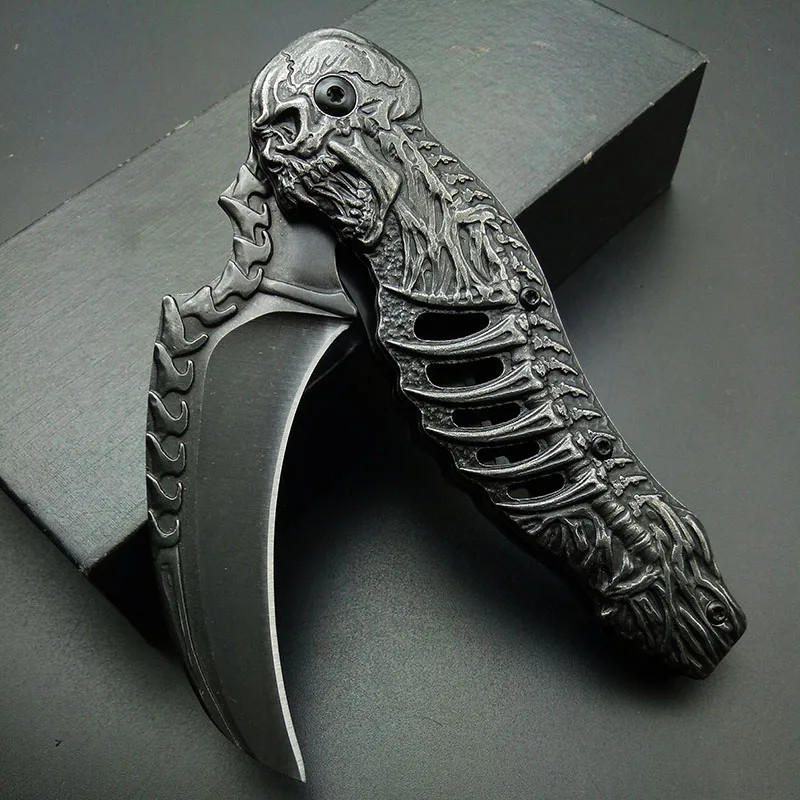 Skeleton Pocket Knife Spring Assisted Grim Reaper Design 8″ Open Folding Knife