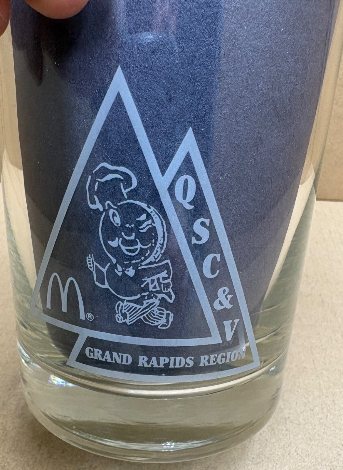 Rare Vtg 4 McDonalds Speedy QSC&V Grand Rapids Region Employee Drinking Glasses